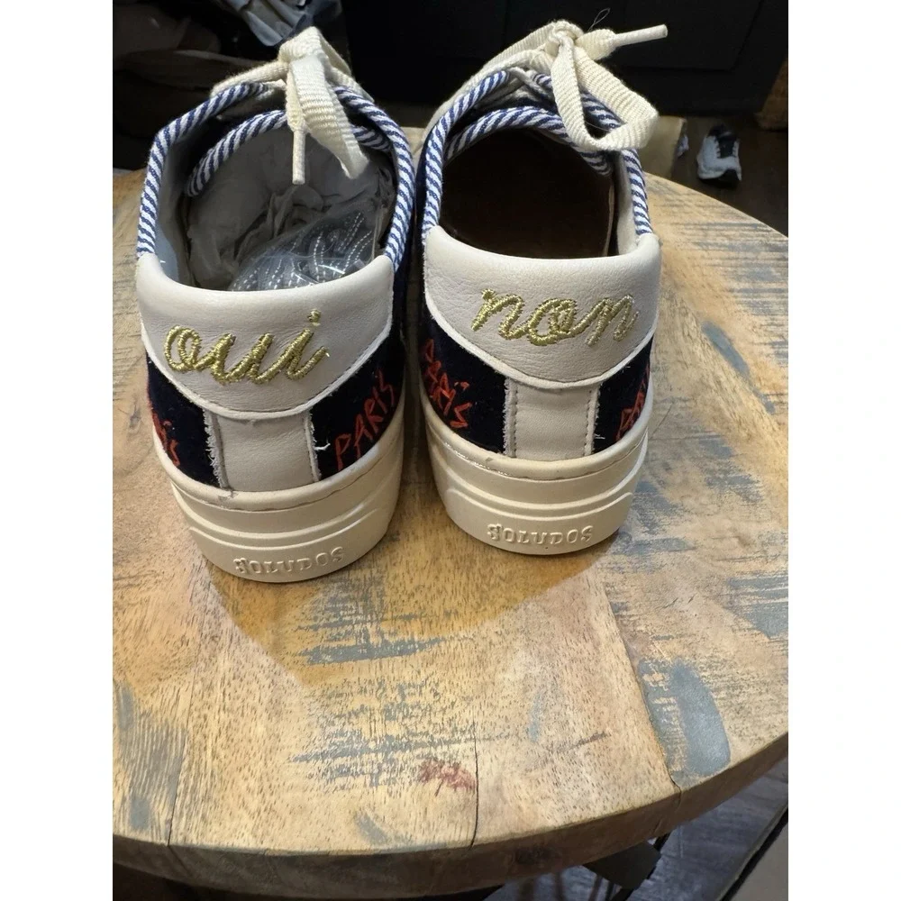 Soludos Velvet Paris Platform Sneakers In‎ Navy Size 9 $169 Extra Shoe Strings